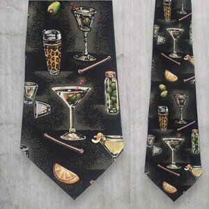 Nicole Miller Vintage Silk Tie Martini Time Cocktail Party Y2k 2000